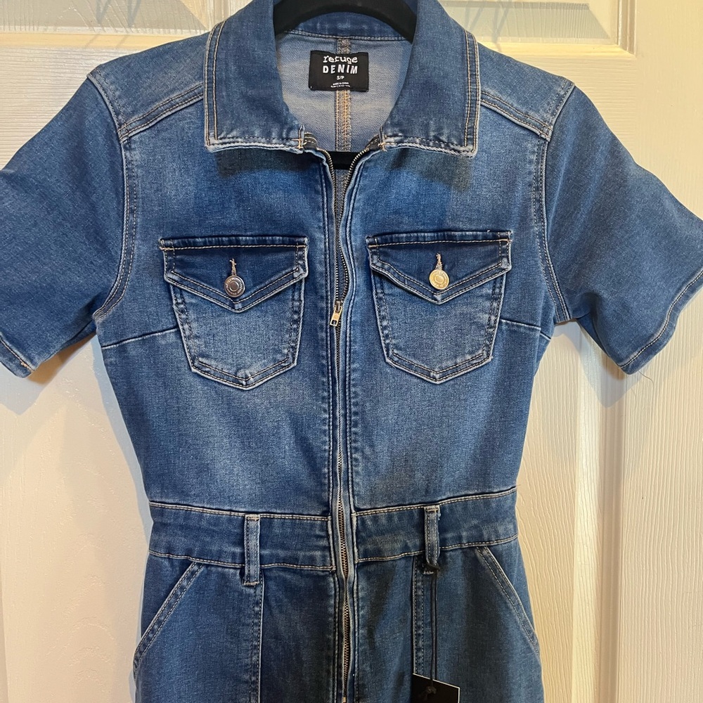 Refuge Blue Denim Jumpsuit - Picture 2 of 4